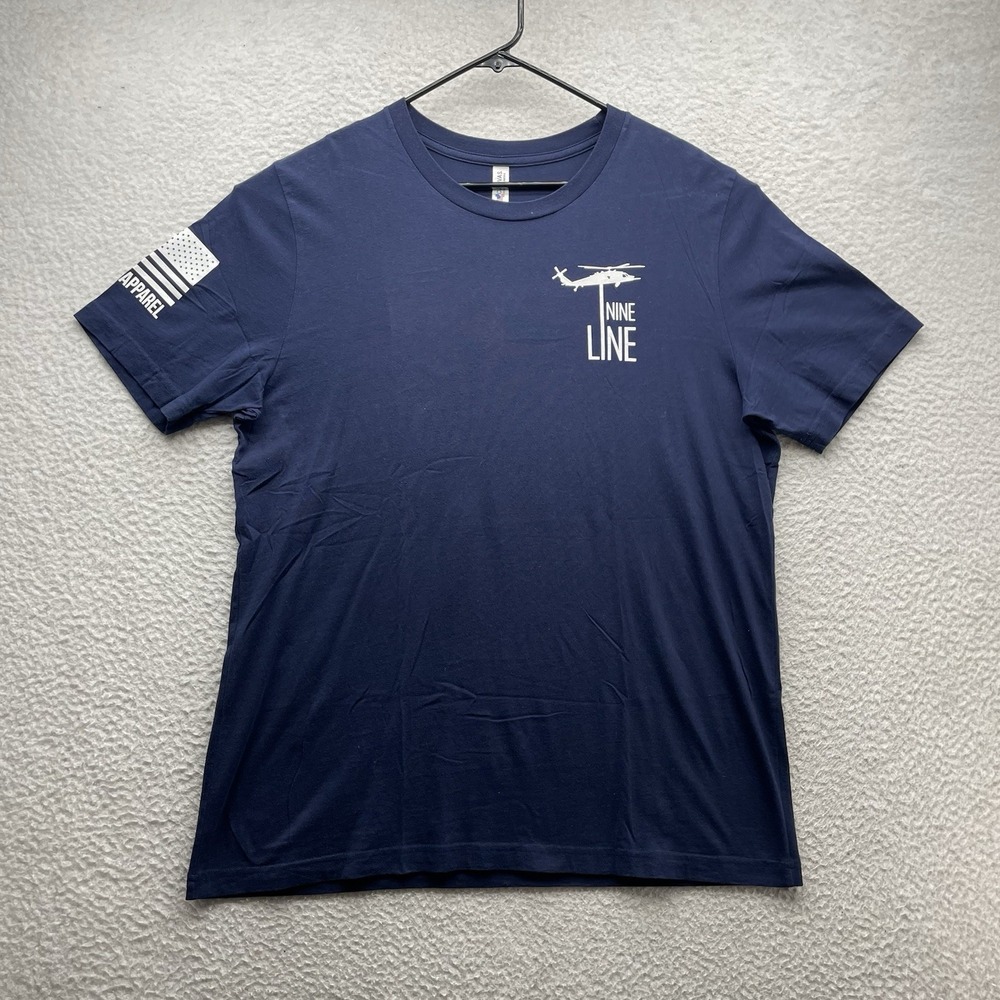 Nine Line T-Shirt Mens XL Navy Blue National Anthem Patriotic American Flag Army - Picture 2 of 10